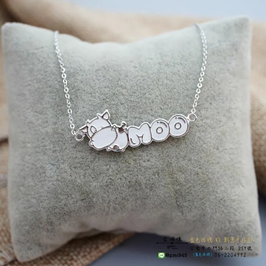 客製化飾品-乳牛Moo-純銀項鍊