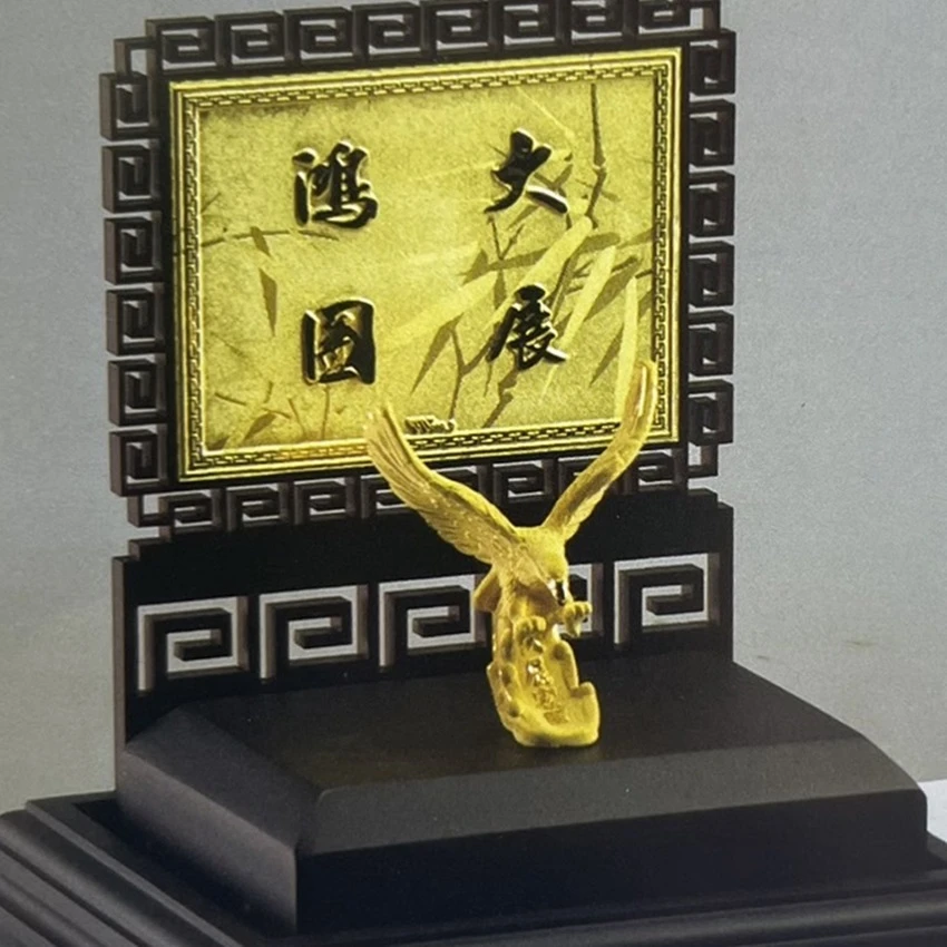 客製化黃金-老鷹造型 (絨沙金工藝) 黃金擺件|禮品
