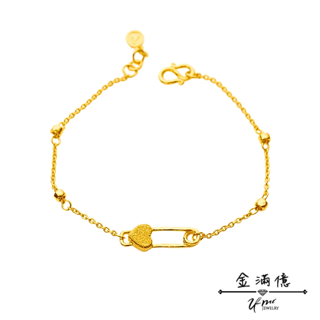 黃金手鍊-愛心迴紋針-純金女生手鍊-金滿億|台南銀樓_01