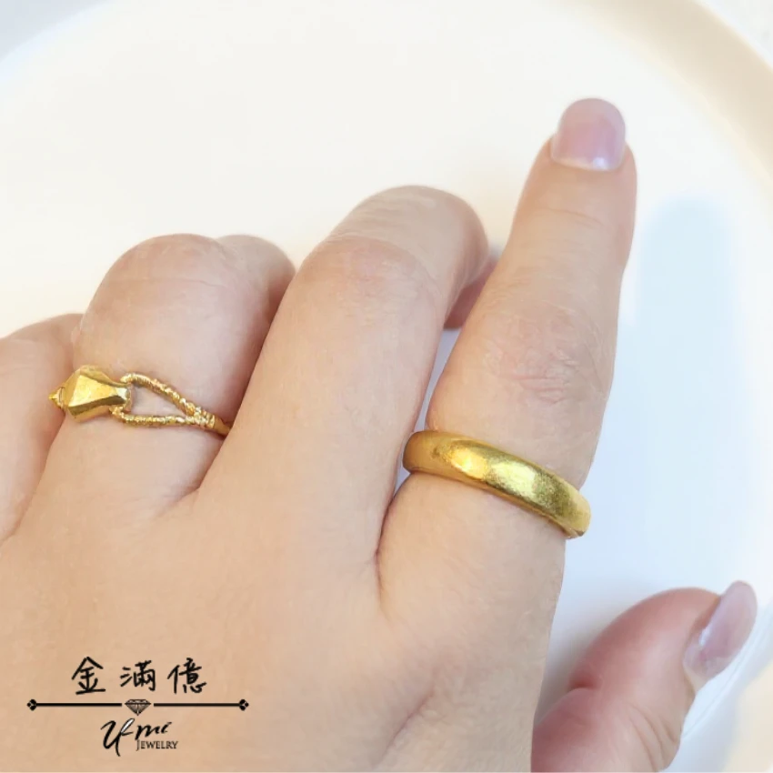 客製化黃金- 古法金霧面質感-黃金戒指 (4)