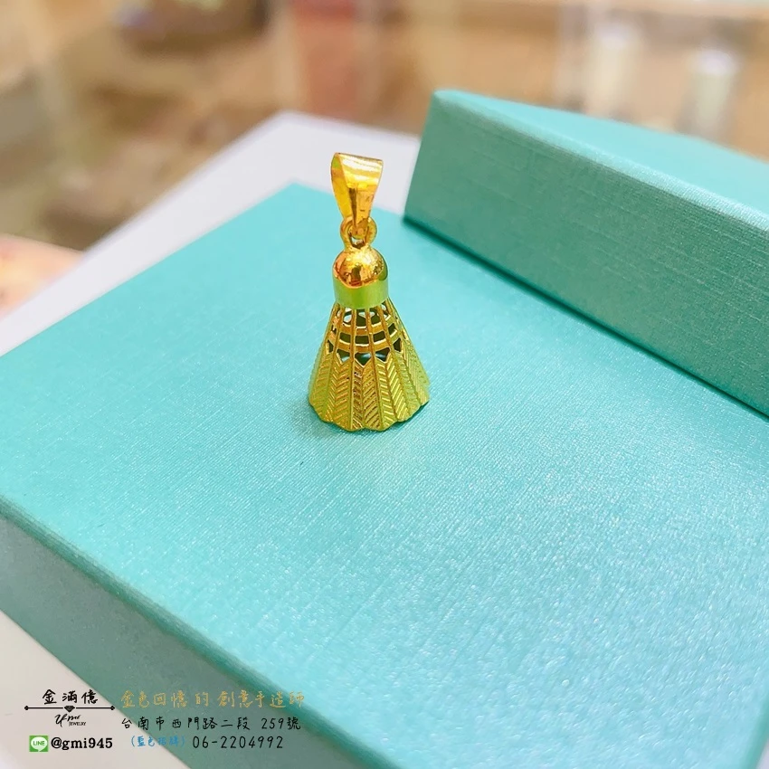 客製化飾品-羽毛球造型黃金項鍊(1)