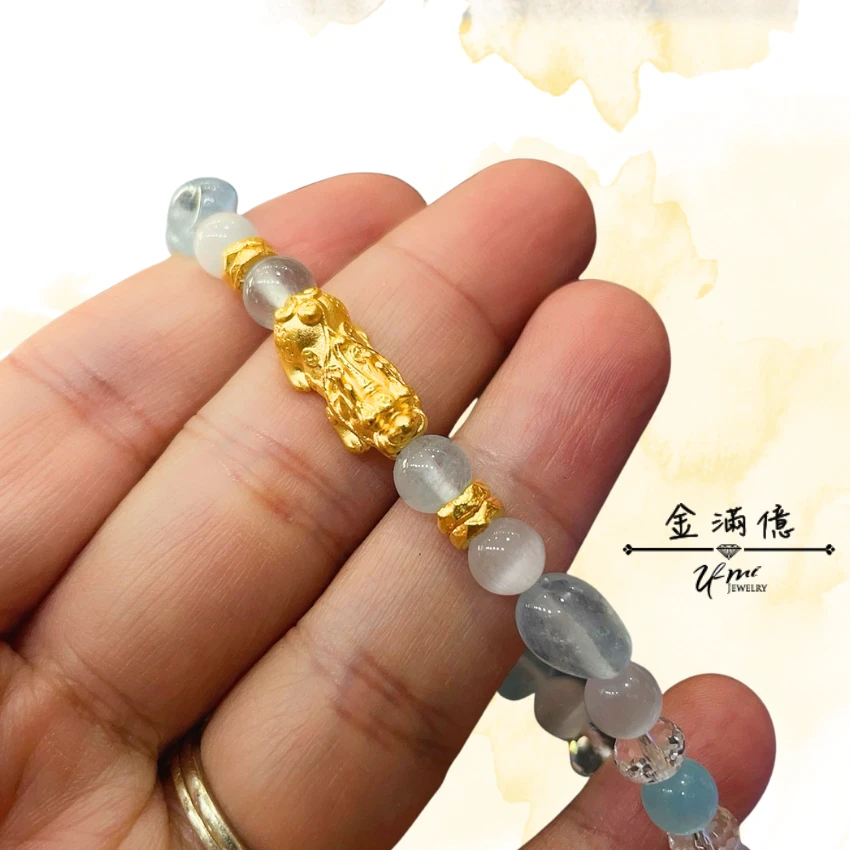 靜水流深|黃金貔貅水晶手鍊|金滿億銀樓-03