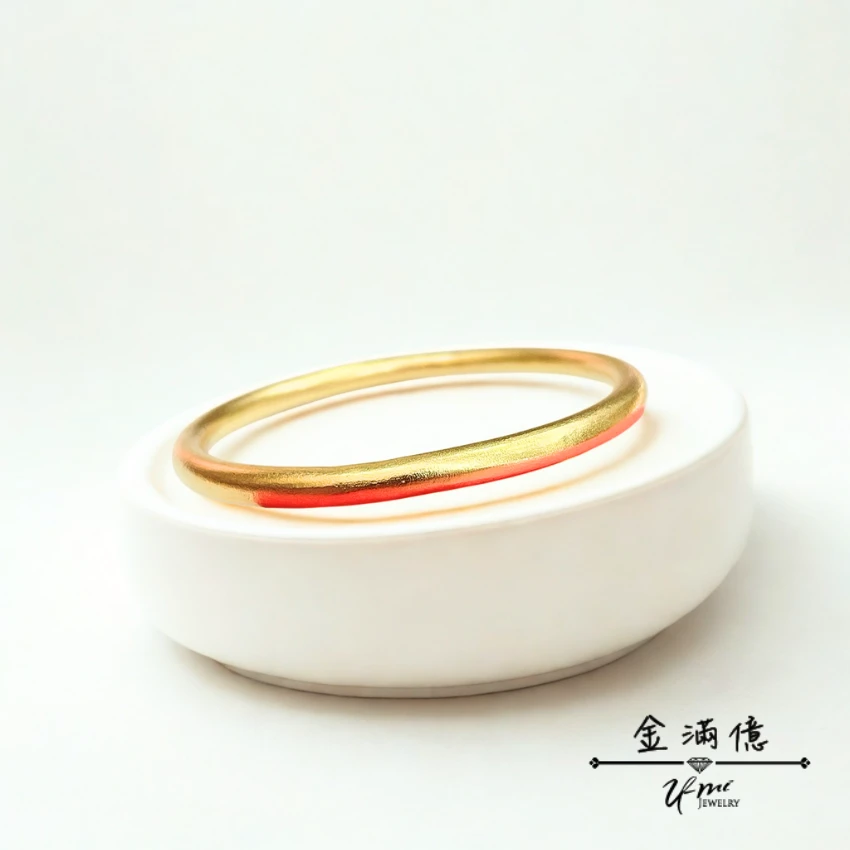 黃金手環-古法金霧面實心手環-女生手環_01