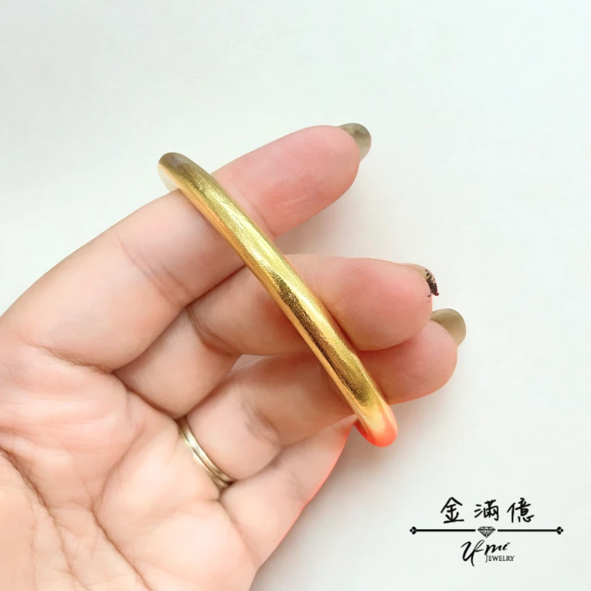 黃金手環-古法金霧面實心手環-女生手環_02