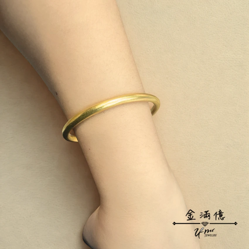 黃金手環-古法金霧面實心手環-女生手環_03