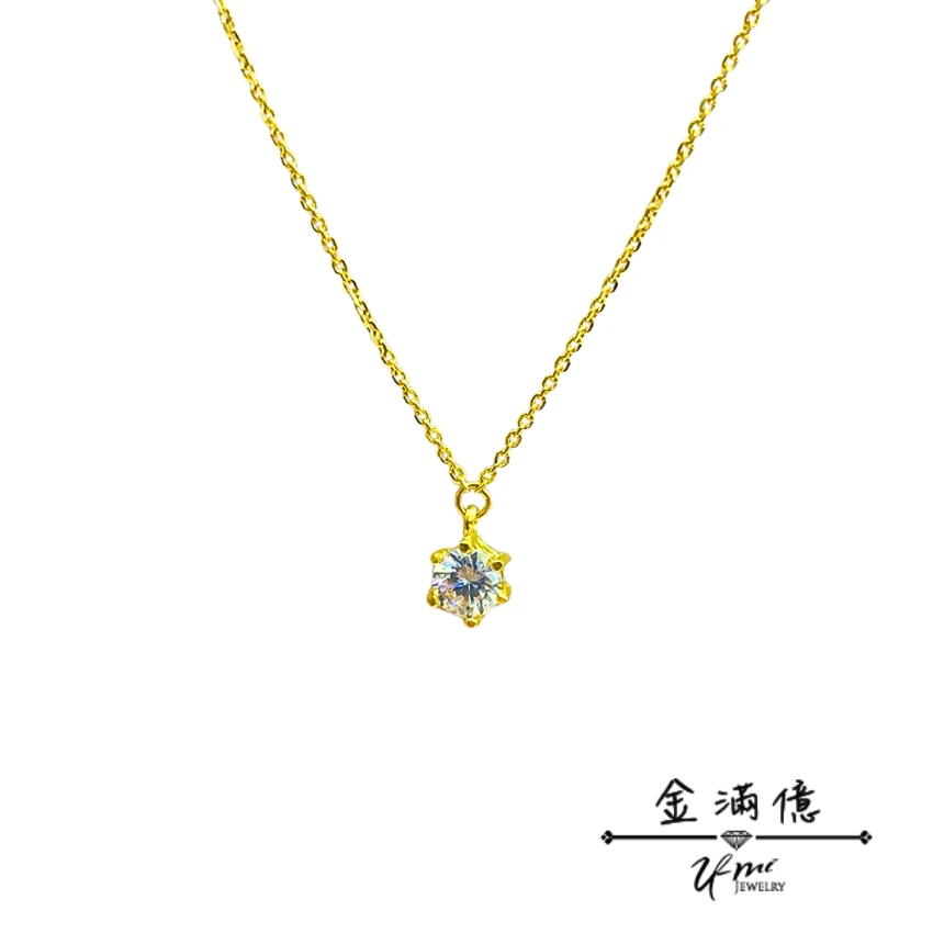 女生黃金項鍊-六爪單鑽-黃金小套鍊_01