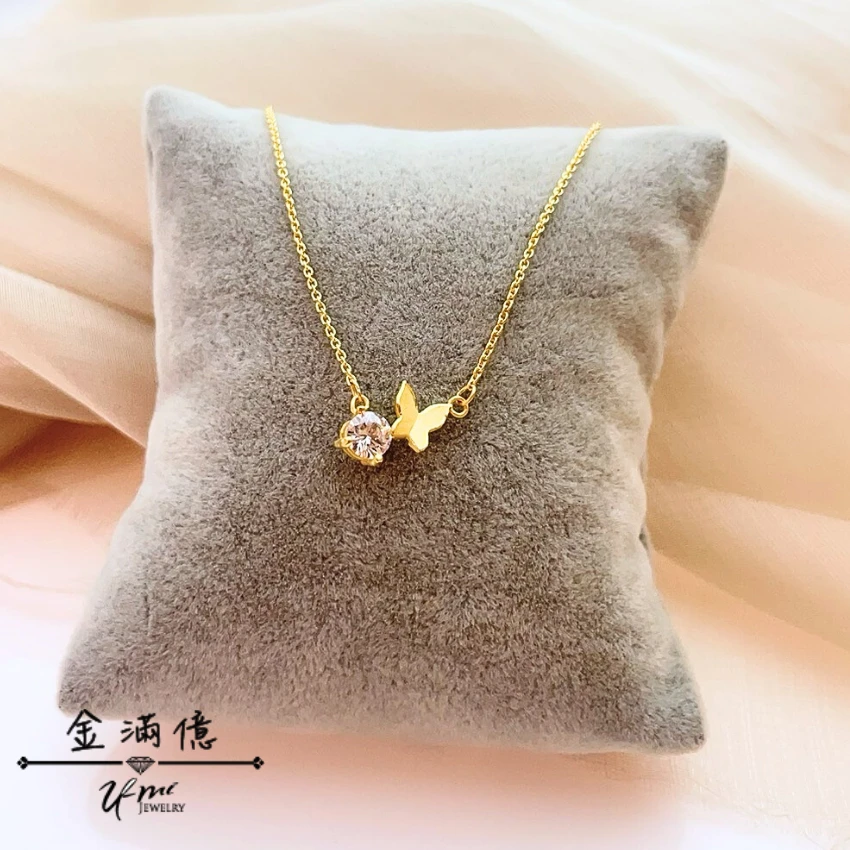 女生黃金項鍊- 蝶舞之心-黃金小套鍊_03