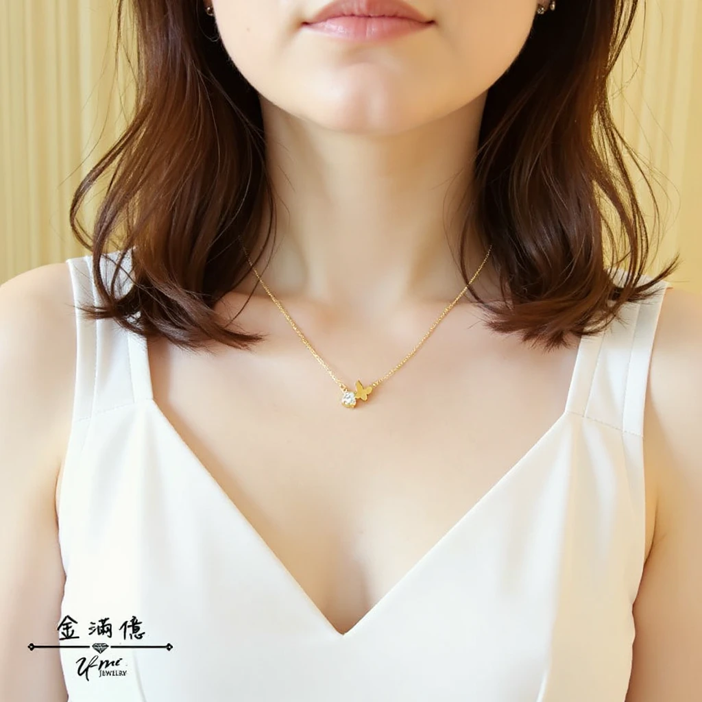 女生黃金項鍊- 蝶舞之心-黃金小套鍊_04