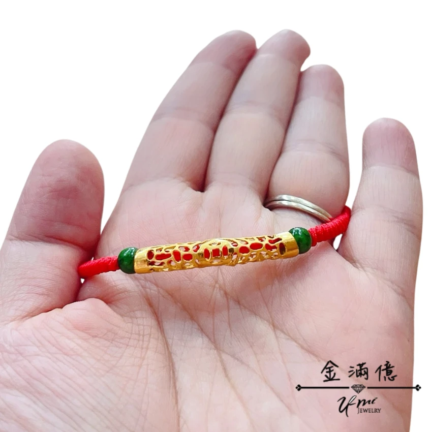  黃金蠶絲蠟線手鍊-縷之金管-黃金彌月金飾_04