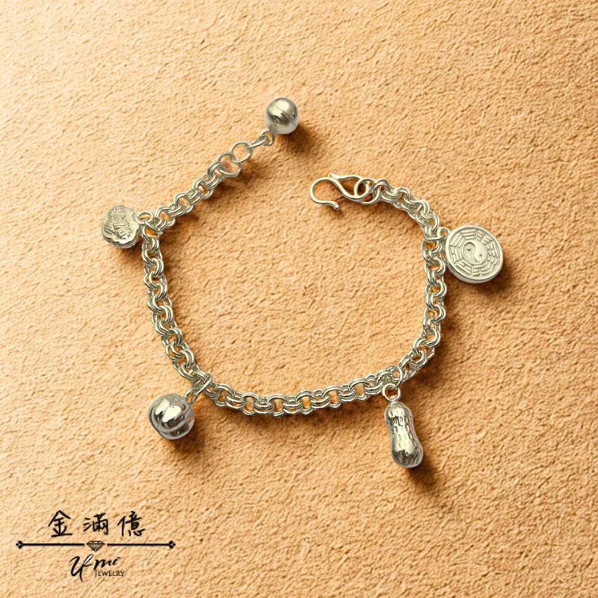 花生/南瓜/八卦/鎖片小朋友純銀手鍊-01