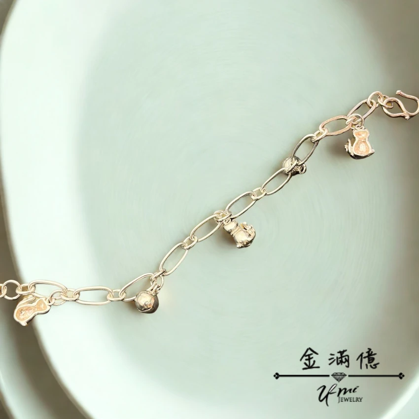 貓咪鈴鐺小朋友純銀手鍊-02