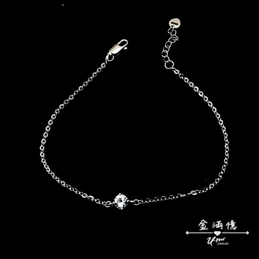 經典單鑽-女生白金手鍊|鉑金手鍊