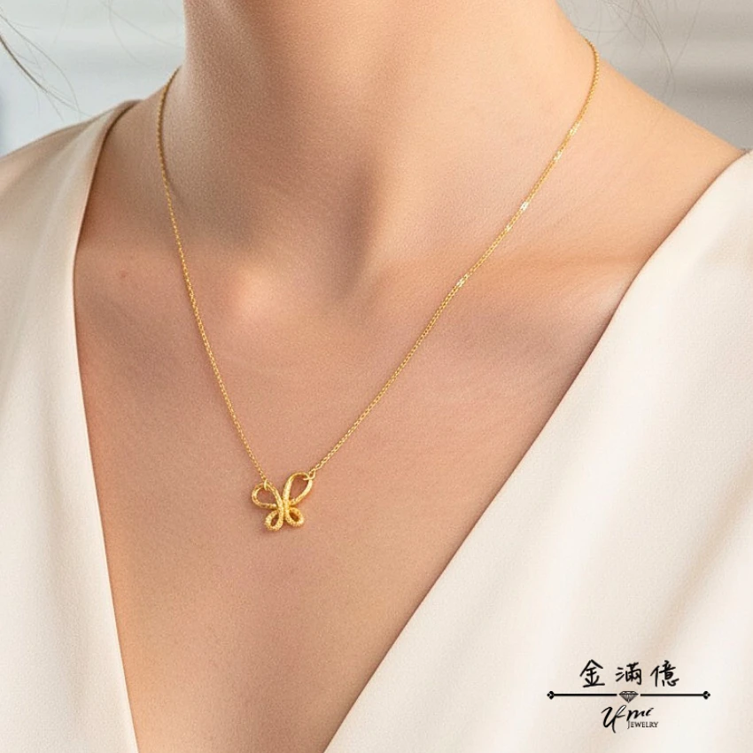 女生黃金項鍊-蝴蝶蝶舞-黃金小套鍊_04