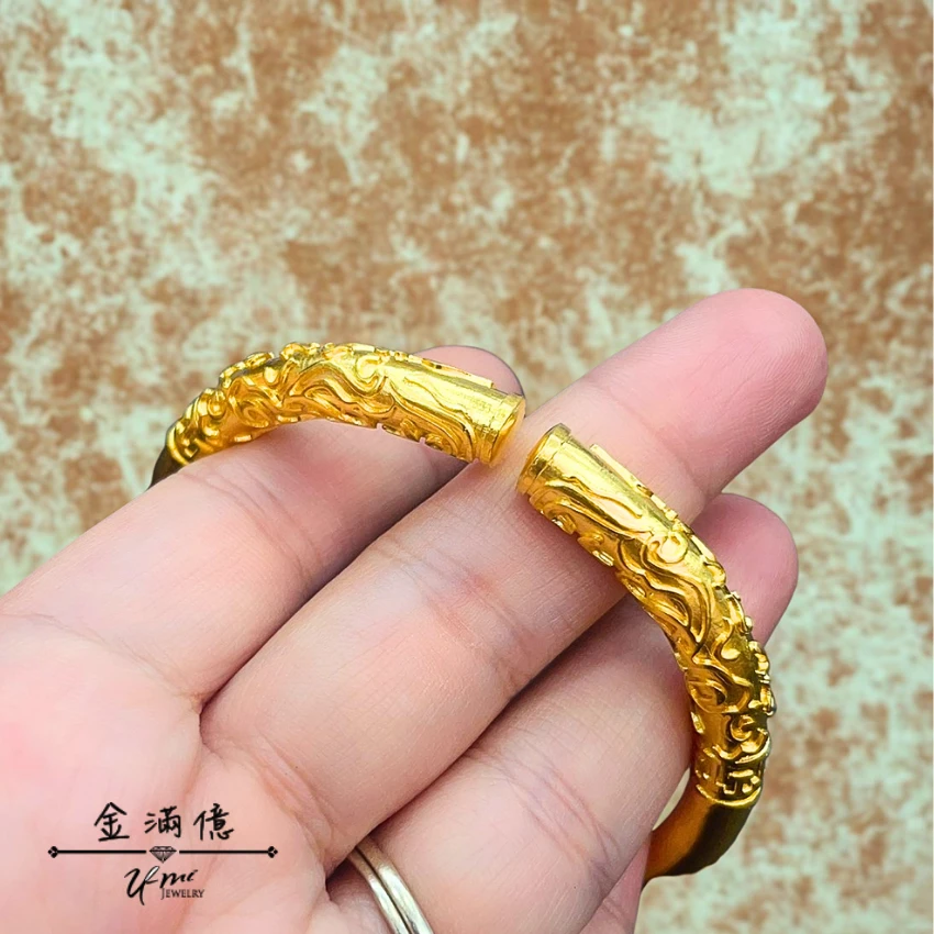 客製化飾品-祥雲紋金箍造型-黃金手環