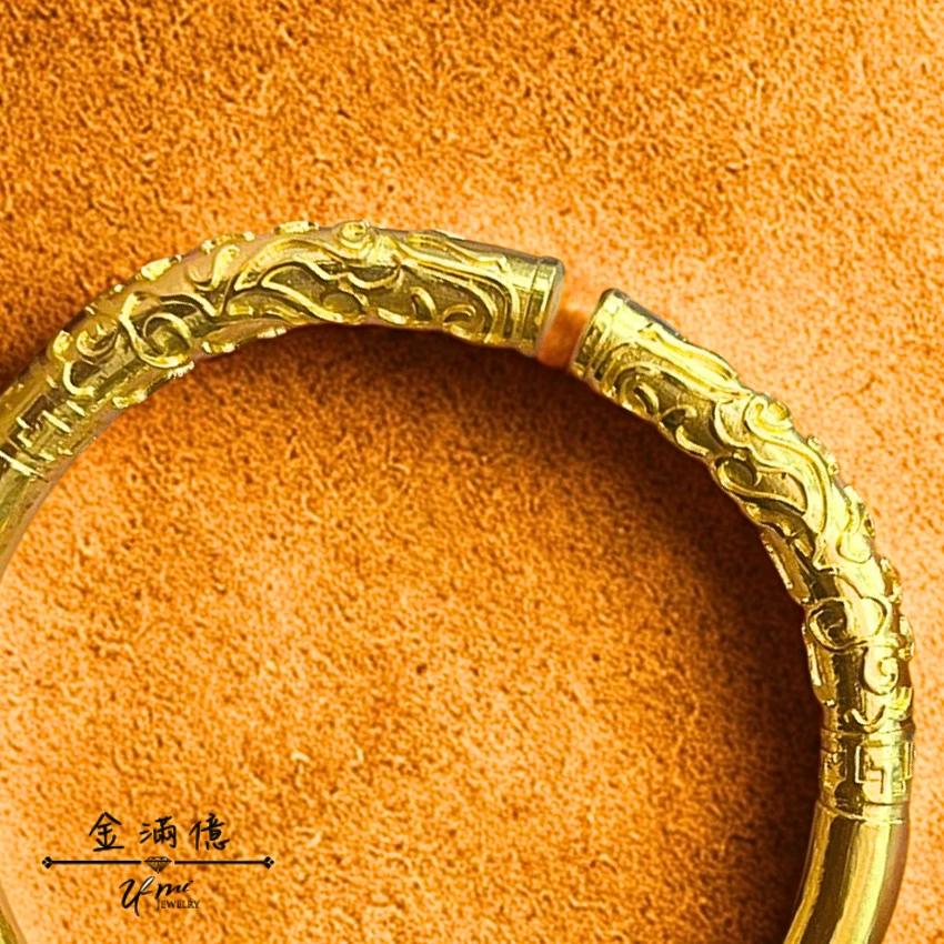 客製化黃金-緊箍咒手環/龍紋金箍-黃金手環  (3)