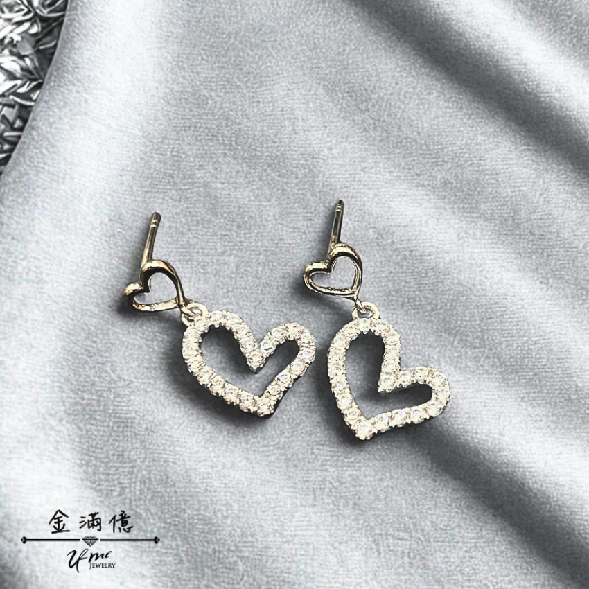 鉑金真心 -女生白金耳環|鉑金耳環