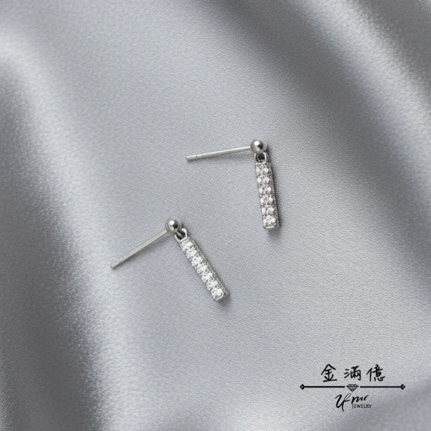 白金耳環-垂墜排鑽-PT950鉑金耳環_01