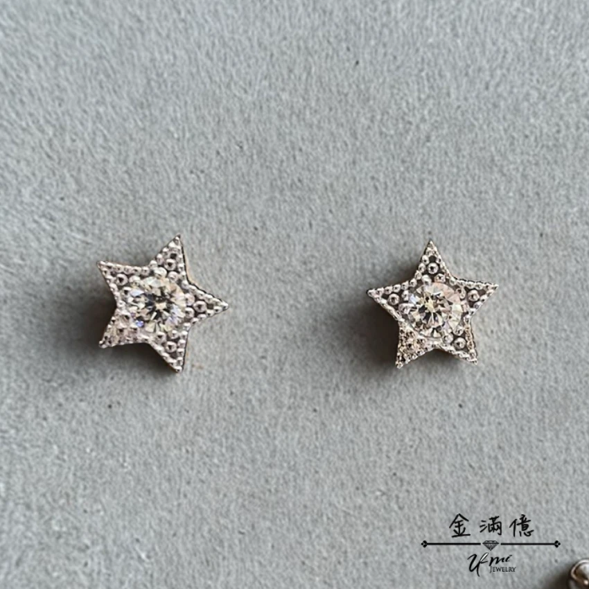 星星鑽石耳環 -女生白金耳環|鉑金耳環