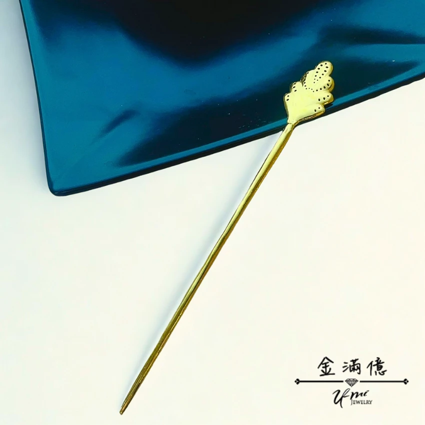 特殊訂做蓮花坐臺黃金髮簪 (4)