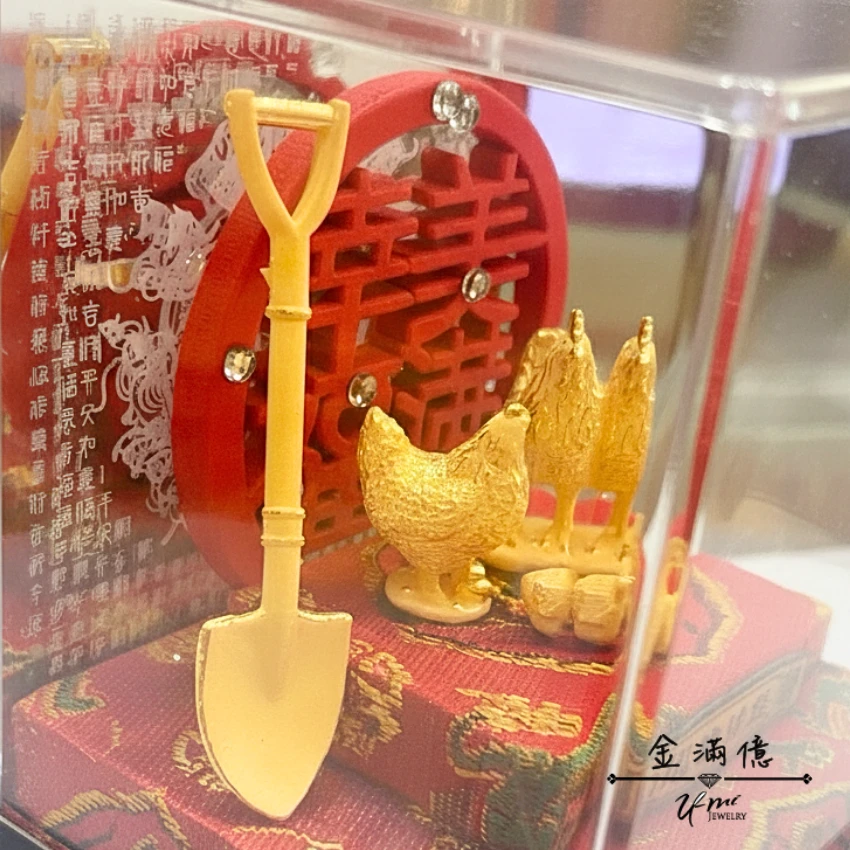 金雞報喜黃金擺件｜9999純金金鏟子-起家厝結婚賀禮新居入厝禮03