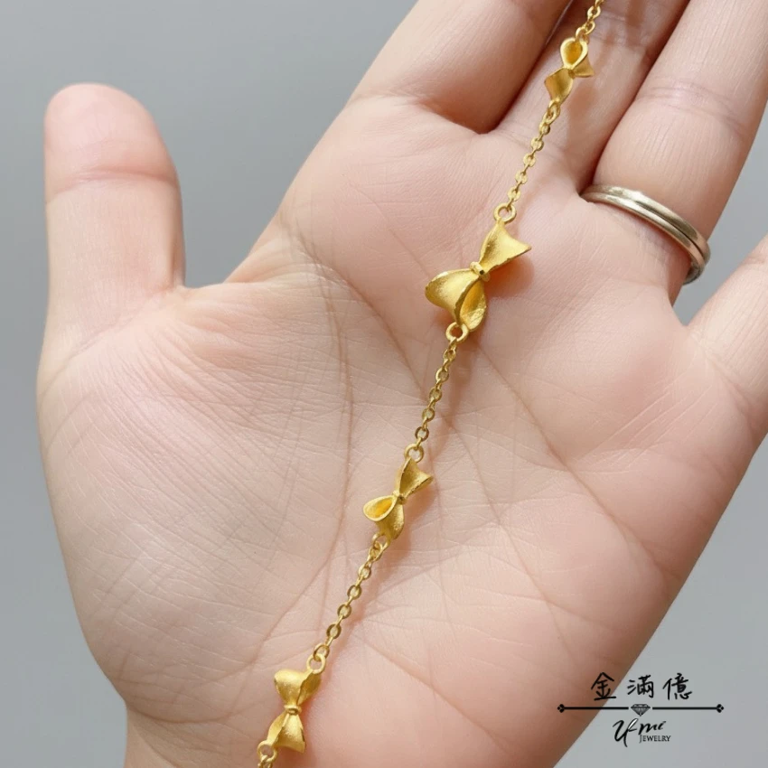 黃金手鍊-霧面蝴蝶結-純金女生手鍊-金滿億|台南銀樓_03