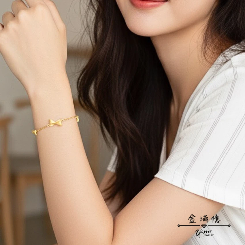 黃金手鍊-霧面蝴蝶結-純金女生手鍊-金滿億|台南銀樓_04