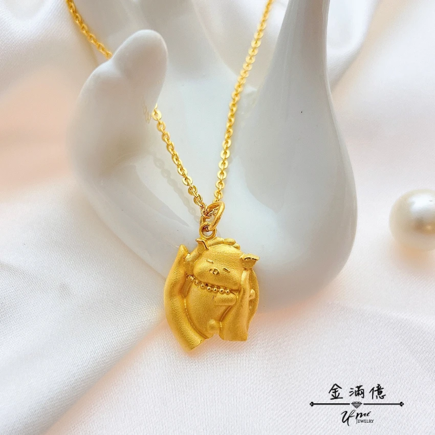 客製化飾品-掌心寵愛黃金小豬-黃金墜飾