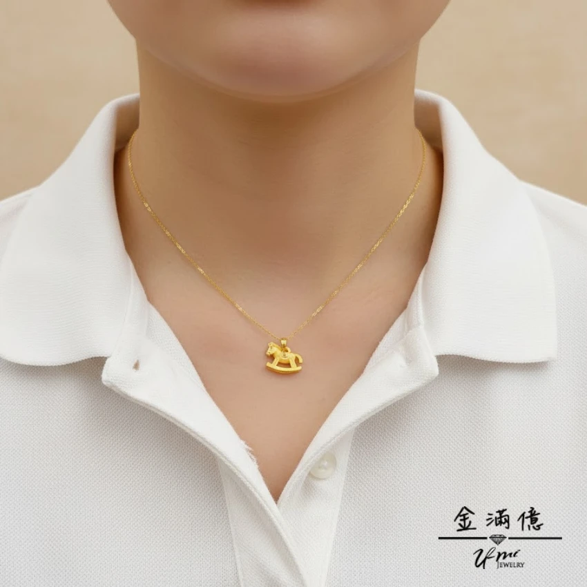 黃金墜飾-童趣搖搖小木馬- 黃金彌月金飾_04