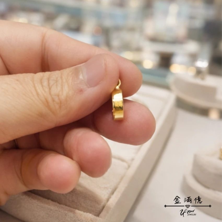 客製化飾品-捶打紋黃金墜子-03