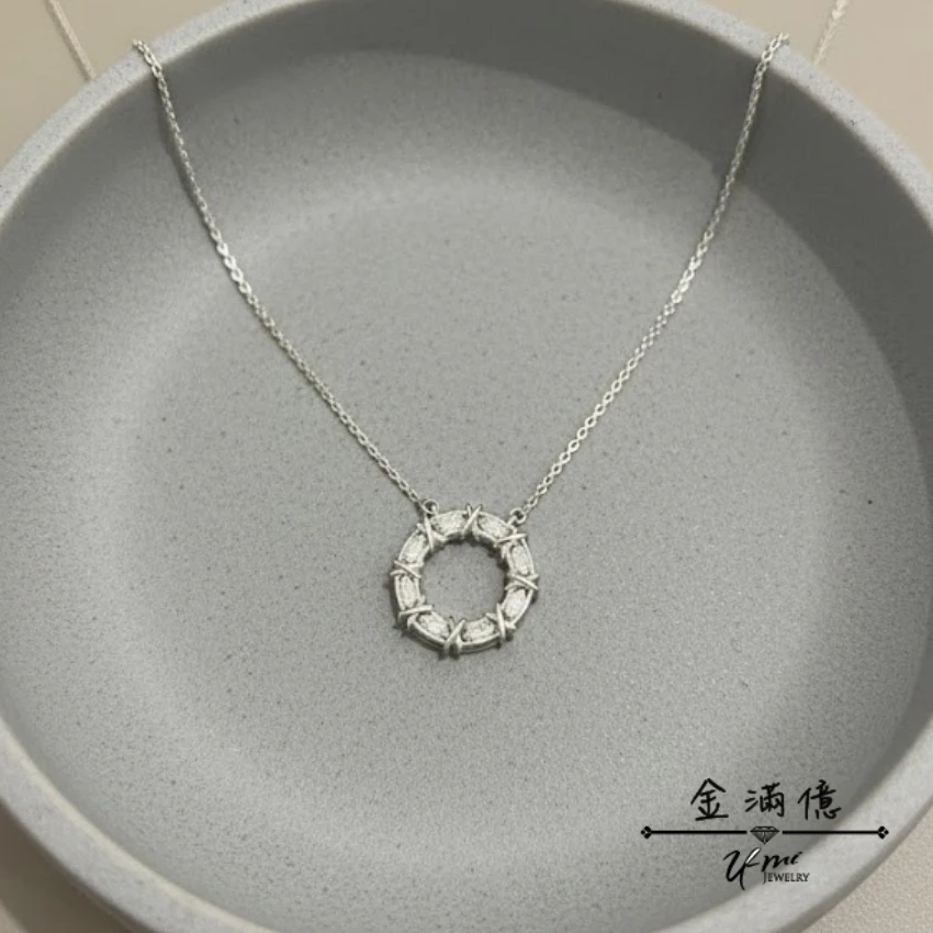圓形鑲鑽白金項鍊-金滿億銀樓-02