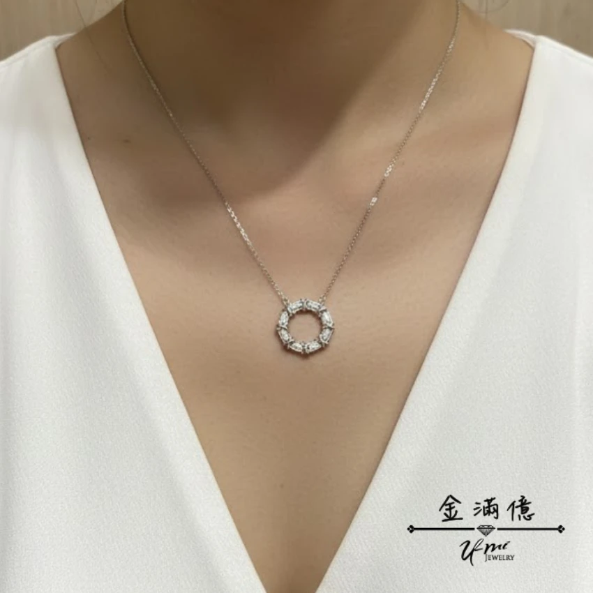 圓形鑲鑽白金項鍊-金滿億銀樓-03