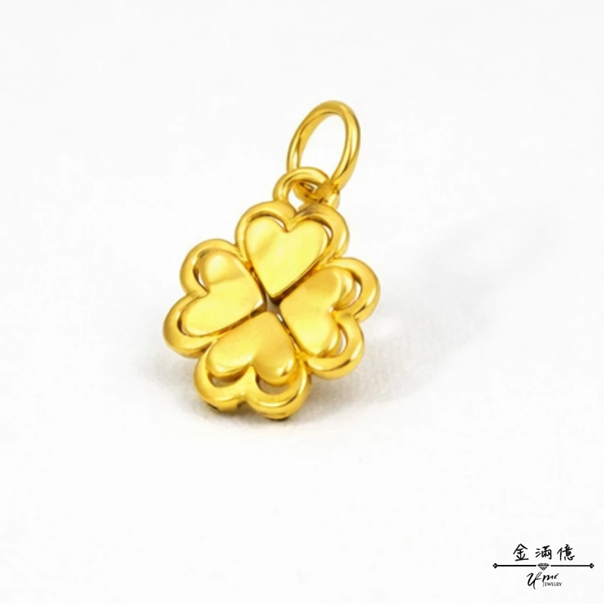 黃金墜飾-愛心幸運草- 黃金墜子_02