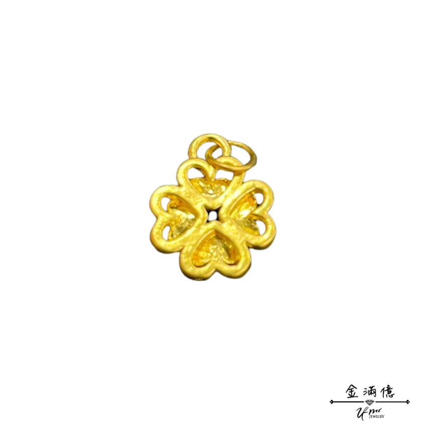 黃金墜飾-愛心幸運草- 黃金墜子_03