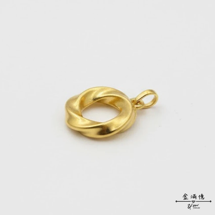無限迴旋扭繩圓環-黃金墜子