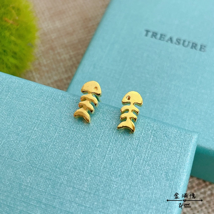 客製化飾品-魚骨頭造型-黃金墜飾
