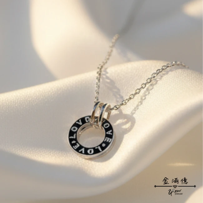【金滿億】Pt950 白金項鍊｜LOVE 字母圓環墜飾 鉑金套鍊-02