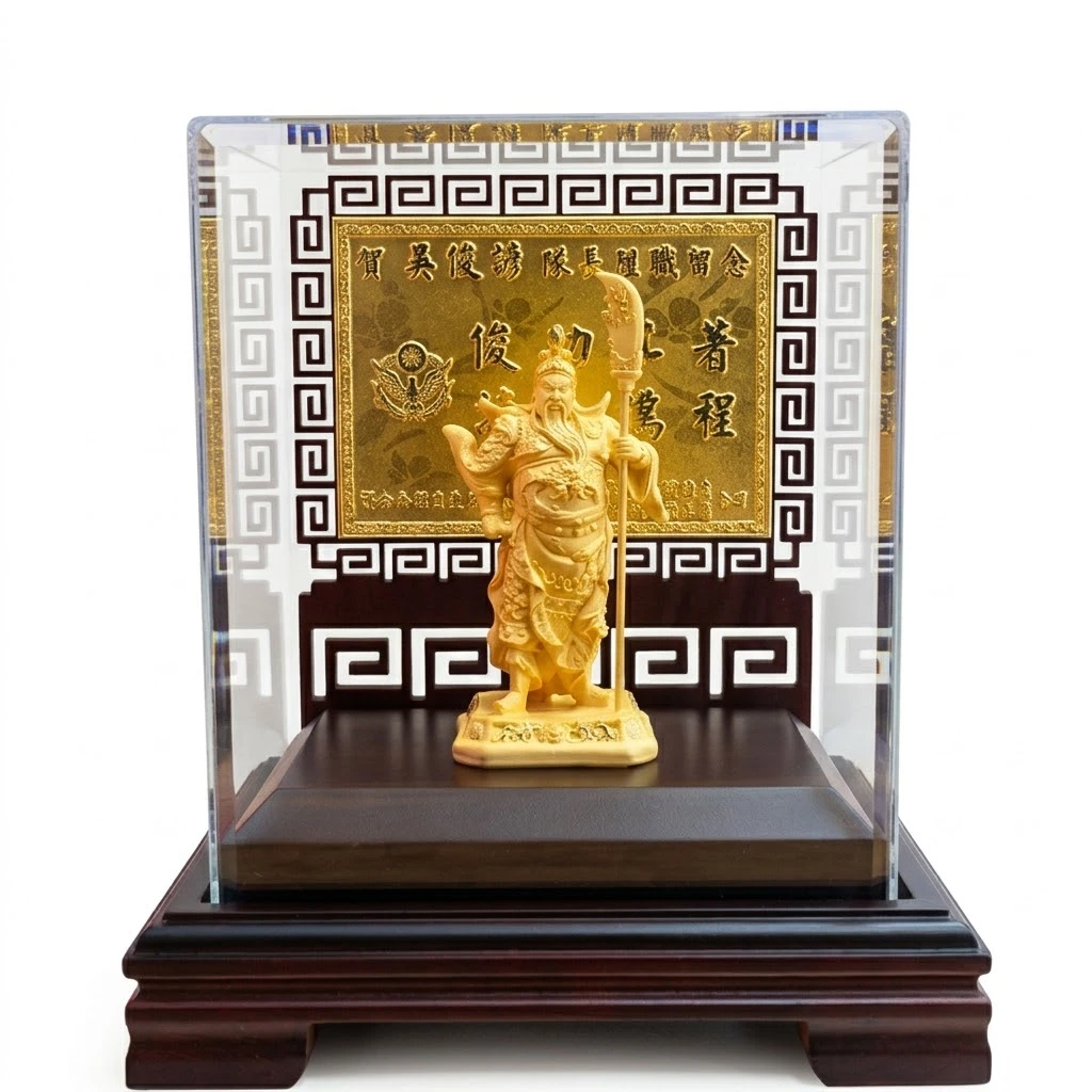 客製化黃金-關公造型 (絨沙金工藝) 黃金擺件|禮品
