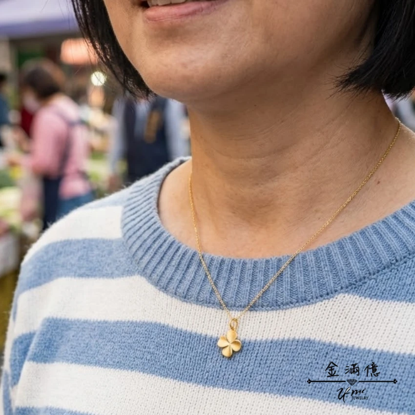 黃金墜飾-心心相印幸運草- 黃金墜子_03