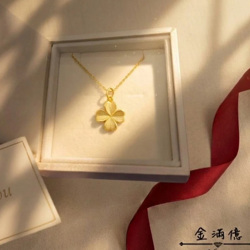 黃金墜飾-心心相印幸運草- 黃金墜子_04