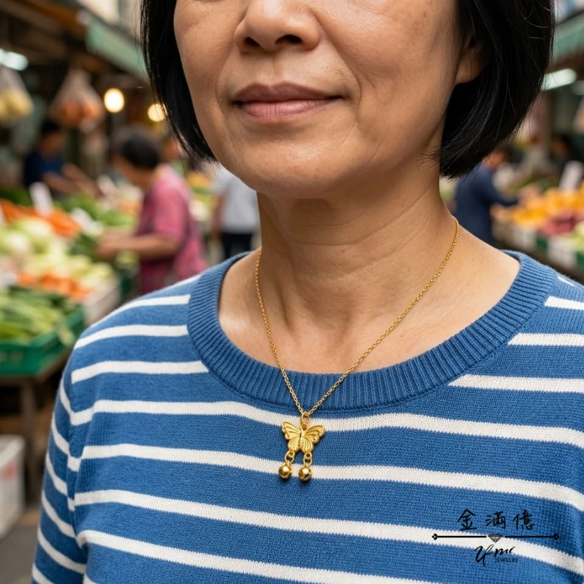 黃金墜飾-輕感蝴蝶項鍊- 黃金墜子_03