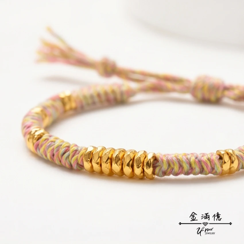 黃金蠶絲蠟線手鍊-純金盤纏招財黃金手鍊-黃金手鍊_02