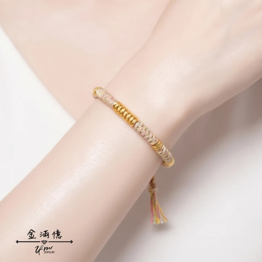 黃金蠶絲蠟線手鍊-純金盤纏招財黃金手鍊-黃金手鍊_04