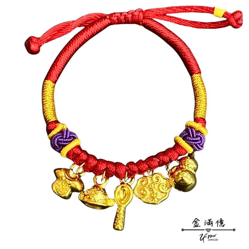 五福印記-嬰兒黃金編織手鍊｜彌月金飾