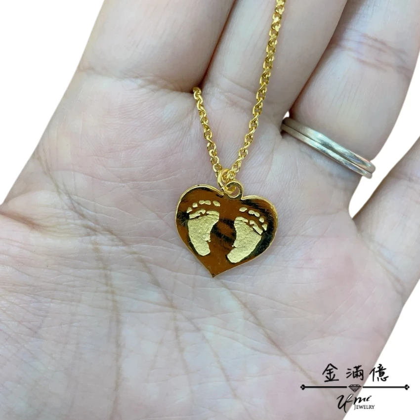 黃金愛心嬰兒腳印手鍊｜彌月送禮首選 足金999(3)