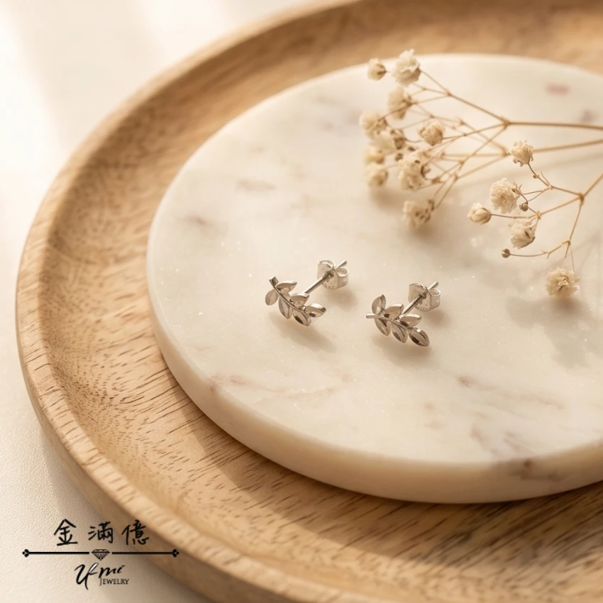 葉子造型耳環-PT950白金耳環_03