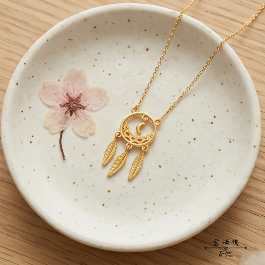 女生黃金項鍊-捕夢網-黃金小套鍊_03