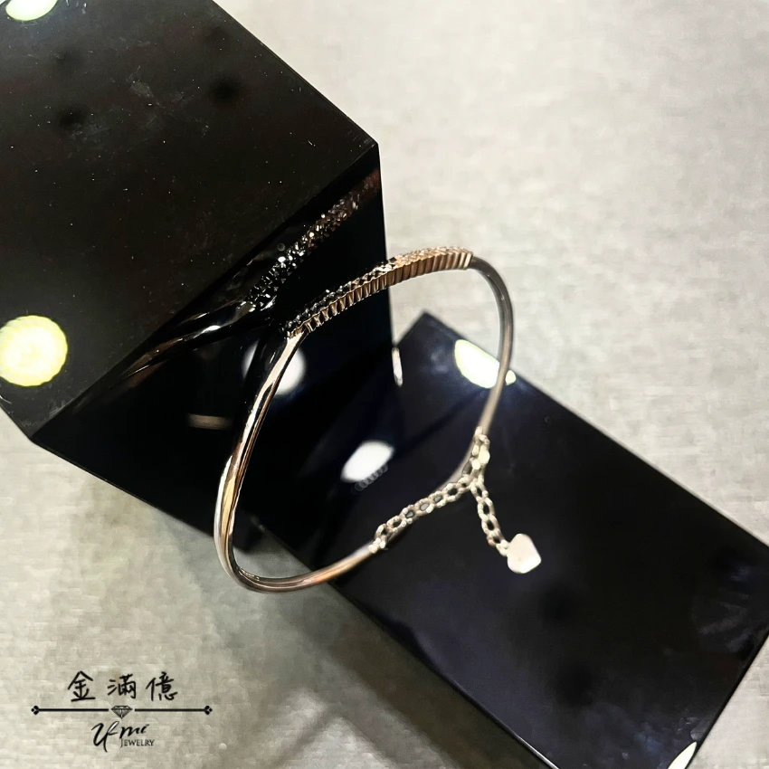 經典波光切面-女生白金手環|鉑金手環