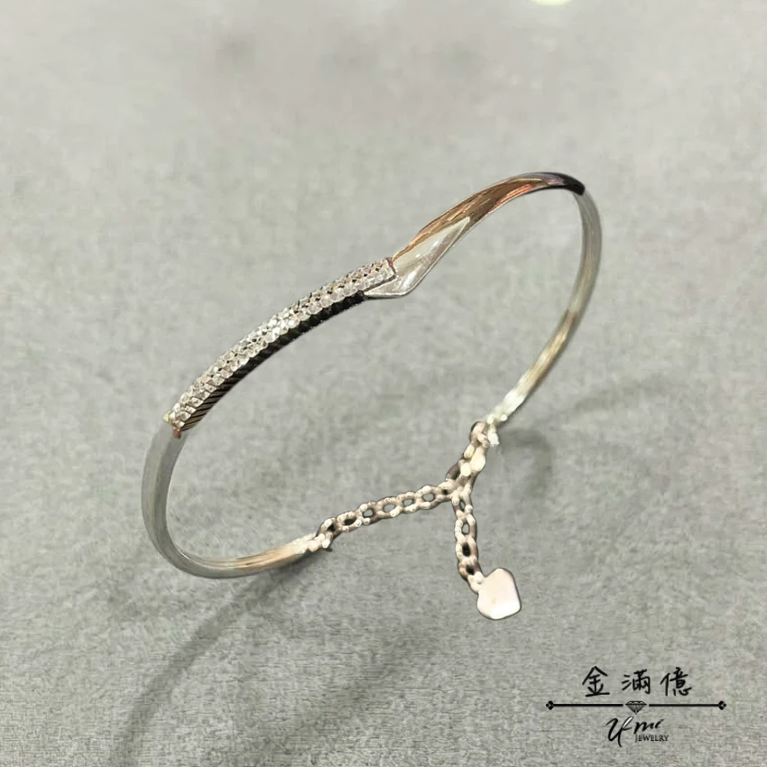 經典波光切面-女生白金手環|鉑金手環