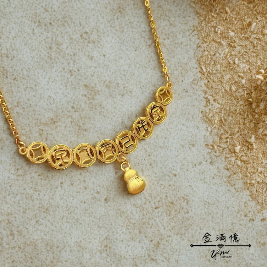 客製化飾品-天干地支福祿葫蘆黃金項鍊-女生黃金項鍊 (2)