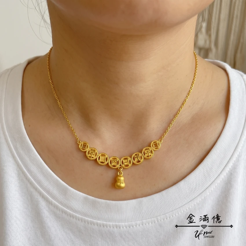 客製化飾品-天干地支福祿葫蘆黃金項鍊-女生黃金項鍊 (4)